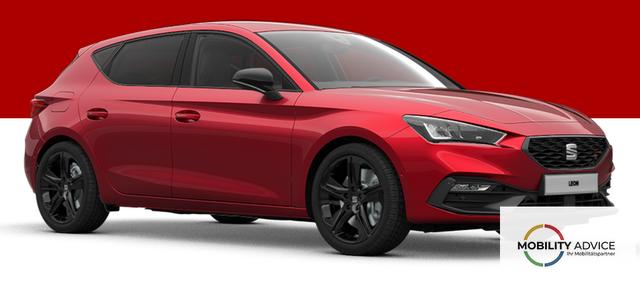 Seat Leon FR Black Edition 1.5 eTSI 150PS DSG, 5J GARANTIE, 18" Alu schwarz, Winterpaket, Alarm, 3-Zonen-Climatronic, Abgedunkelte Scheiben, Park Assistent, R&uuml;ckfahrkamera, Parksensoren vorn/hinten, Sportsitze, NAVIGATION 12,9", Adaptiver Tempomat, TOTER-WINKEL, MATRIX-LED-SCHEINW 