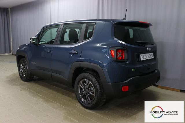 Jeep Renegade 1.5 T4 DCT7 e-Hybrid Longitude 1469 96 kW435 Blue Shade 015 Stoff Schwarz "61P Blue Shade Metallic Business-Paket Longitude: Uconnect Smartouch 8.4 mit 8,4""-Touchscreen, Navigationssystem, Bluetooth, AUX-IN-und USB sowie DAB, Apple CarPlay&Android Auto und LIVE Services, Fahrersitz mit elektr. Lordosenst&uuml;tze 2-fach verstellbar"