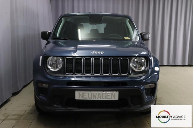 Jeep Renegade 1.5 T4 DCT7 e-Hybrid Longitude 1469 96 kW435 Blue Shade 015 Stoff Schwarz "61P Blue Shade Metallic Business-Paket Longitude: Uconnect Smartouch 8.4 mit 8,4""-Touchscreen, Navigationssystem, Bluetooth, AUX-IN-und USB sowie DAB, Apple CarPlay&Android Auto und LIVE Services, Fahrersitz mit elektr. Lordosenst&uuml;tze 2-fach verstellbar"