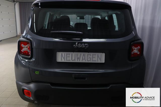 Jeep Renegade 1.5 T4 DCT7 e-Hybrid Longitude 1469 96 kW679 Graphite Grau 015 Stoff Schwarz "5DT Graphite Grau Business-Paket Longitude: Uconnect Smartouch 8.4 mit 8,4""-Touchscreen, Navigationssystem, Bluetooth, AUX-IN-und USB sowie DAB, Apple CarPlay&Android Auto und LIVE Services, Fahrersitz mit elektr. Lordosenst&uuml;tze 2-fach verstellbar"
