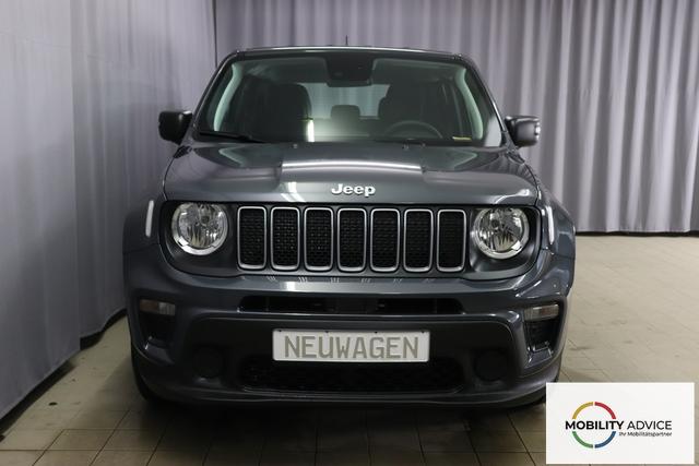Jeep Renegade 1.5 T4 DCT7 e-Hybrid Longitude 1469 96 kW679 Graphite Grau 015 Stoff Schwarz "5DT Graphite Grau Business-Paket Longitude: Uconnect Smartouch 8.4 mit 8,4""-Touchscreen, Navigationssystem, Bluetooth, AUX-IN-und USB sowie DAB, Apple CarPlay&Android Auto und LIVE Services, Fahrersitz mit elektr. Lordosenst&uuml;tze 2-fach verstellbar"