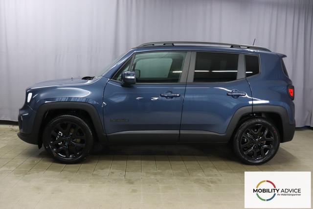 Jeep Renegade 1.5 T4 DCT7 e-Hybrid Limited 1469 96 kW435 Blue Shade Leder Schwarz "Navigationssystem 01K Design-Paket Black Pack 2XL Leder-Paket 2T2 Funktions-Paket 7KS Winter-Paket UGM Uconnect Smartouch 8.4 mit 8,4""-Touchscreen, Navigationssystem, Bluetooth, AUX-IN-und USB sowie DAB, Apple CarPlay&Android Auto und LIVE Services 070 Seitenscheiben hinten und Heckscheibe verdunkelt 108 18""-Leichtmetallfelgen, schwarz gl&auml;nzend 61P Blue Shade"