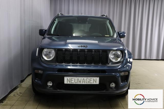 Jeep Renegade 1.5 T4 DCT7 e-Hybrid Limited 1469 96 kW435 Blue Shade Leder Schwarz "Navigationssystem 01K Design-Paket Black Pack 2XL Leder-Paket 2T2 Funktions-Paket 7KS Winter-Paket UGM Uconnect Smartouch 8.4 mit 8,4""-Touchscreen, Navigationssystem, Bluetooth, AUX-IN-und USB sowie DAB, Apple CarPlay&Android Auto und LIVE Services 070 Seitenscheiben hinten und Heckscheibe verdunkelt 108 18""-Leichtmetallfelgen, schwarz gl&auml;nzend 61P Blue Shade"