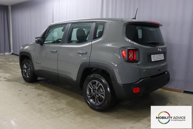 Jeep Renegade 1.5 T4 DCT7 e-Hybrid Longitude 503 Sting Grey 015 Stoff Schwarz "8CZ Sting Grey Business-Paket Longitude: Uconnect Smartouch 8.4 mit 8,4""-Touchscreen, Navigationssystem, Bluetooth, AUX-IN-und USB sowie DAB, Apple CarPlay&Android Auto und LIVE Services, Fahrersitz mit elektr. Lordosenst&uuml;tze 2-fach verstellbar" 1469 96 kW