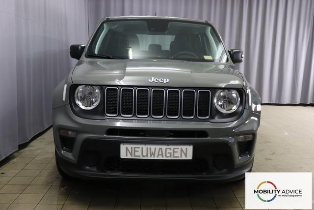 Jeep Renegade 1.5 T4 DCT7 e-Hybrid Longitude 503 Sting Grey 015 Stoff Schwarz "8CZ Sting Grey Business-Paket Longitude: Uconnect Smartouch 8.4 mit 8,4""-Touchscreen, Navigationssystem, Bluetooth, AUX-IN-und USB sowie DAB, Apple CarPlay&Android Auto und LIVE Services, Fahrersitz mit elektr. Lordosenst&uuml;tze 2-fach verstellbar" 1469 96 kW