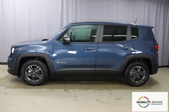 Jeep Renegade 1.6 Multijet 16V Longitude Diesel 1598 96 kW435 Blue Shade 015 Stoff schwarz "8F6 Reifen-Reparatur-Set (Kit Fix&Go) Business-Paket Longitude 070 Stark abgedunkelte Heckscheibe und Seitenscheiben hinten Blue Shade", Beispielbilder, ggf. teilweise mit Sonderausstattung