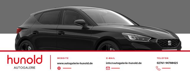 Seat Leon - FR Black Edition 1.5 TSI 150PS, 5J GARANTIE, 18" Alu schwarz, Winterpaket, Alarm, 3-Zonen-Climatronic, Abgedunkelte Scheiben, Park Assistent, R&uuml;ckfahrkamera, Parksensoren vorn/hinten, Sportsitze, NAVIGATION 12,9", Adaptiver Tempomat, TOTER-WINKEL, MATRIX-LED-SCHEINWERFER