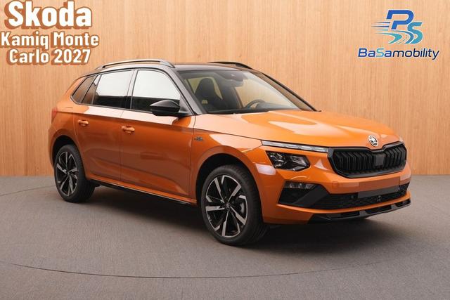 Skoda Kamiq - Monte Carlo 1.5 TSI 10 kW DSG, 4 J. Garantie,LED Matrix + dyn, Blinker,Sun Set, Virtual Cockpoit 10,25, Drive Seelect, Klimaautomatik, 17 Zoll Alur&auml;der, Nebelscheinw. m. Kurvenlicht,Rain & Light,Smart Link,Zweifarbenlackierung, Panoramadach