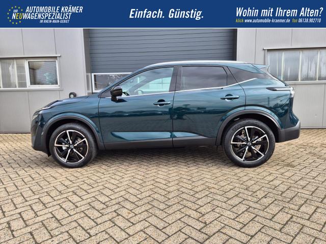 Nissan Qashqai 1.3 DIG-T MHEV 158 PS X-Tronic Tekna Voll-Leder Klimaautomatik PanoGlasdach Sitzheizung Lenkradheizung Navi Head-Up Display elektr. Heckklappe ACC PDC v+h 360&deg;Kamera DAB Bluetooth Touchscreen Apple CarPlay Android Auto 19"LM 
