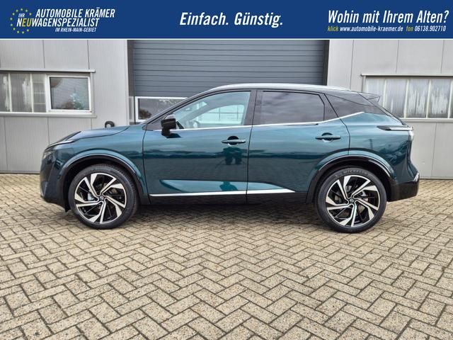 Nissan Qashqai 1.3 DIG-T MHEV 158 PS X-Tronic Tekna Premium Paket 20"LM Teil-Leder PanoGlasdach Klimaautomatik Sitzheizung Lenkradheizung Navi Head-Up Display elektr. Heckklappe ACC PDC v+h 360&deg;Kamera DAB Bluetooth Touchscreen Apple CarPlay Android Auto 