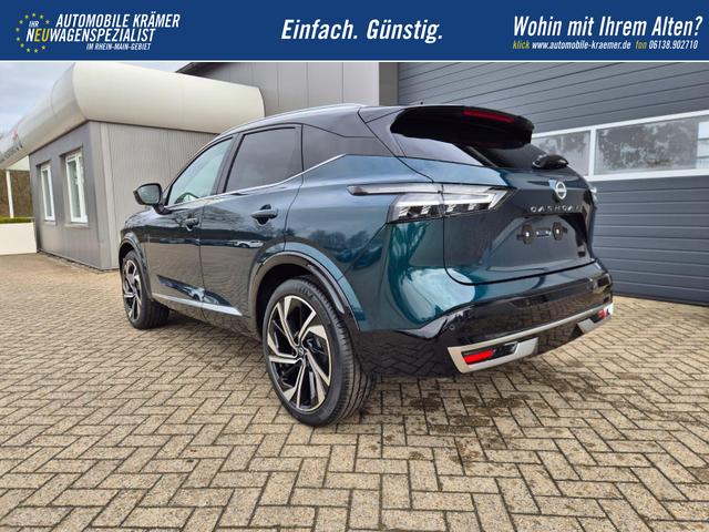 Nissan Qashqai 1.3 DIG-T MHEV 158 PS X-Tronic Tekna Premium Paket 20"LM Teil-Leder PanoGlasdach Klimaautomatik Sitzheizung Lenkradheizung Navi Head-Up Display elektr. Heckklappe ACC PDC v+h 360&deg;Kamera DAB Bluetooth Touchscreen Apple CarPlay Android Auto 