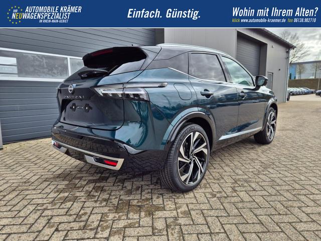 Nissan Qashqai 1.3 DIG-T MHEV 158 PS X-Tronic Tekna Premium Paket 20"LM Teil-Leder PanoGlasdach Klimaautomatik Sitzheizung Lenkradheizung Navi Head-Up Display elektr. Heckklappe ACC PDC v+h 360&deg;Kamera DAB Bluetooth Touchscreen Apple CarPlay Android Auto 