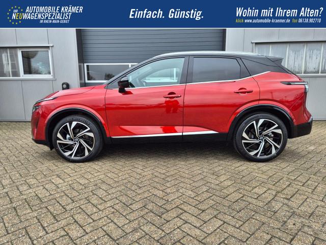 Nissan Qashqai 1.3 DIG-T MHEV 158 PS X-Tronic Tekna Premium Paket 20"LM Teil-Leder PanoGlasdach Klimaautomatik Sitzheizung Lenkradheizung Navi Head-Up Display elektr. Heckklappe ACC PDC v+h 360&deg;Kamera DAB Bluetooth Touchscreen Apple CarPlay Android Auto 