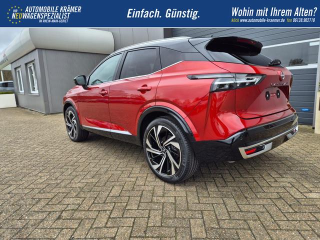 Nissan Qashqai 1.3 DIG-T MHEV 158 PS X-Tronic Tekna Premium Paket 20"LM Teil-Leder PanoGlasdach Klimaautomatik Sitzheizung Lenkradheizung Navi Head-Up Display elektr. Heckklappe ACC PDC v+h 360&deg;Kamera DAB Bluetooth Touchscreen Apple CarPlay Android Auto 