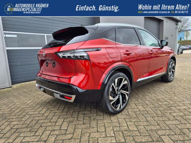 Nissan Qashqai 1.3 DIG-T MHEV 158 PS X-Tronic Tekna Premium Paket 20"LM Teil-Leder PanoGlasdach Klimaautomatik Sitzheizung Lenkradheizung Navi Head-Up Display elektr. Heckklappe ACC PDC v+h 360&deg;Kamera DAB Bluetooth Touchscreen Apple CarPlay Android Auto 