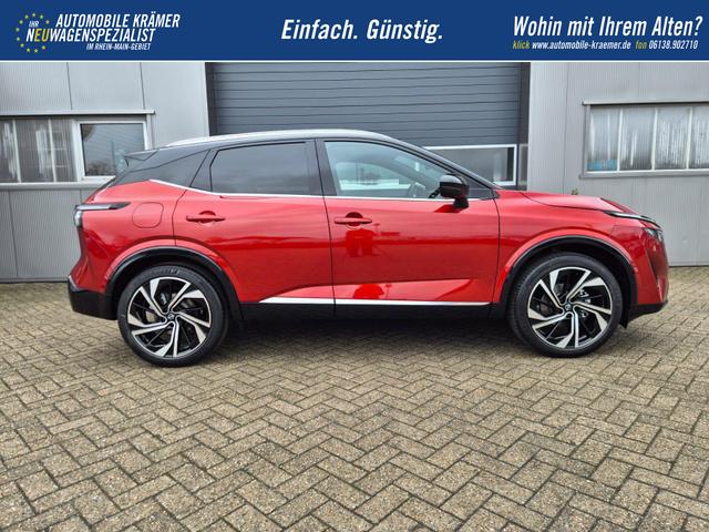 Nissan Qashqai 1.3 DIG-T MHEV 158 PS X-Tronic Tekna Premium Paket 20"LM Teil-Leder PanoGlasdach Klimaautomatik Sitzheizung Lenkradheizung Navi Head-Up Display elektr. Heckklappe ACC PDC v+h 360&deg;Kamera DAB Bluetooth Touchscreen Apple CarPlay Android Auto 