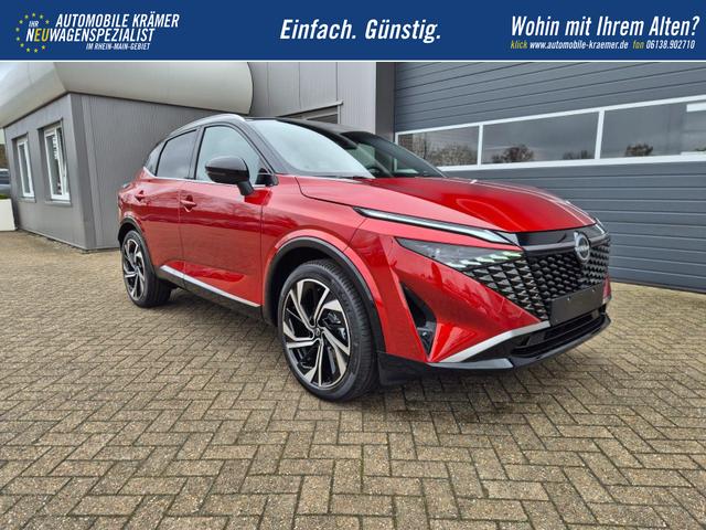 Nissan Qashqai 1.3 DIG-T MHEV 158 PS X-Tronic Tekna Premium Paket 20"LM Teil-Leder PanoGlasdach Klimaautomatik Sitzheizung Lenkradheizung Navi Head-Up Display elektr. Heckklappe ACC PDC v+h 360&deg;Kamera DAB Bluetooth Touchscreen Apple CarPlay Android Auto 