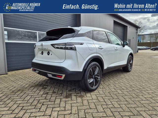Nissan Qashqai 1.3 DIG-T MHEV 140PS Tekna Voll-Leder Klimaautomatik PanoGlasdach Sitzheizung Lenkradheizung Navi Head-Up Display elektr. Heckklappe ACC PDC v+h 360&deg;Kamera DAB Bluetooth Touchscreen Apple CarPlay Android Auto 19"LM 