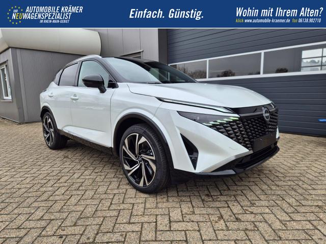 Nissan Qashqai 1.3 DIG-T MHEV 158 PS X-Tronic Tekna Premium Paket 20"LM Teil-Leder PanoGlasdach Klimaautomatik Sitzheizung Lenkradheizung Navi Head-Up Display elektr. Heckklappe ACC PDC v+h 360&deg;Kamera DAB Bluetooth Touchscreen Apple CarPlay Android Auto 