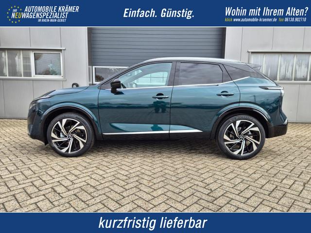 Nissan Qashqai - 1.3 DIG-T MHEV 158 PS X-Tronic Tekna Premium Paket 20"LM Teil-Leder PanoGlasdach Klimaautomatik Sitzheizung Lenkradheizung Navi Head-Up Display elektr. Heckklappe ACC PDC v+h 360&deg;Kamera DAB Bluetooth Touchscreen Apple CarPlay Android Auto
