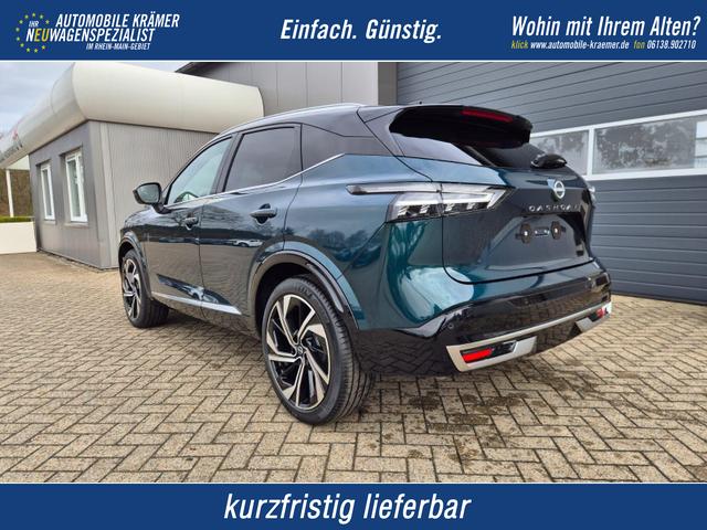 Nissan Qashqai - 1.3 DIG-T MHEV 158 PS X-Tronic Tekna Premium Paket 20"LM Teil-Leder PanoGlasdach Klimaautomatik Sitzheizung Lenkradheizung Navi Head-Up Display elektr. Heckklappe ACC PDC v+h 360&deg;Kamera DAB Bluetooth Touchscreen Apple CarPlay Android Auto
