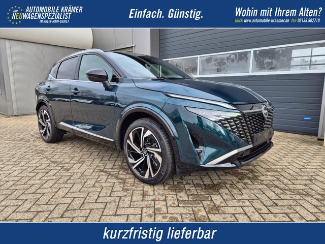 Nissan Qashqai - 1.3 DIG-T MHEV 158 PS X-Tronic Tekna Premium Paket 20"LM Teil-Leder PanoGlasdach Klimaautomatik Sitzheizung Lenkradheizung Navi Head-Up Display elektr. Heckklappe ACC PDC v+h 360&deg;Kamera DAB Bluetooth Touchscreen Apple CarPlay Android Auto