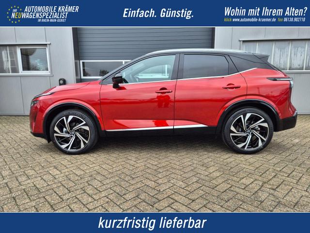 Nissan Qashqai - 1.3 DIG-T MHEV 158 PS X-Tronic Tekna Premium Paket 20"LM Teil-Leder PanoGlasdach Klimaautomatik Sitzheizung Lenkradheizung Navi Head-Up Display elektr. Heckklappe ACC PDC v+h 360&deg;Kamera DAB Bluetooth Touchscreen Apple CarPlay Android Auto