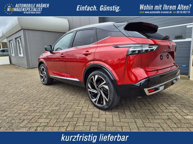 Nissan Qashqai - 1.3 DIG-T MHEV 158 PS X-Tronic Tekna Premium Paket 20"LM Teil-Leder PanoGlasdach Klimaautomatik Sitzheizung Lenkradheizung Navi Head-Up Display elektr. Heckklappe ACC PDC v+h 360&deg;Kamera DAB Bluetooth Touchscreen Apple CarPlay Android Auto