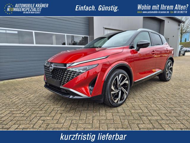Nissan Qashqai - 1.3 DIG-T MHEV 158 PS X-Tronic Tekna Premium Paket 20"LM Teil-Leder PanoGlasdach Klimaautomatik Sitzheizung Lenkradheizung Navi Head-Up Display elektr. Heckklappe ACC PDC v+h 360&deg;Kamera DAB Bluetooth Touchscreen Apple CarPlay Android Auto