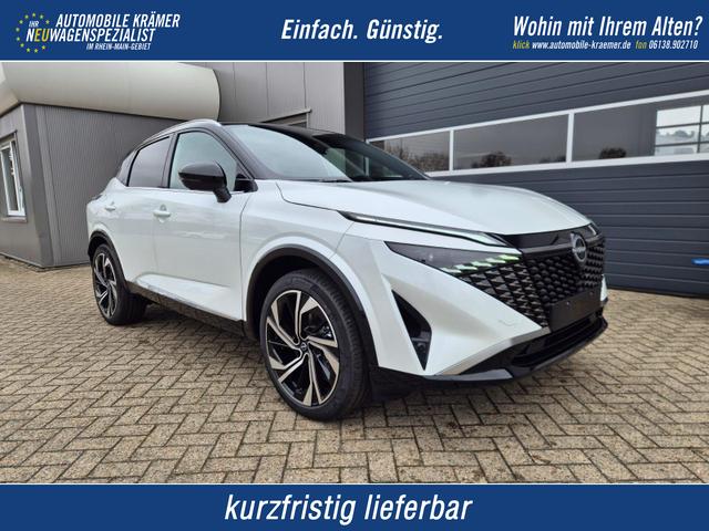 Nissan Qashqai - 1.3 DIG-T MHEV 158 PS X-Tronic Tekna Premium Paket 20"LM Teil-Leder PanoGlasdach Klimaautomatik Sitzheizung Lenkradheizung Navi Head-Up Display elektr. Heckklappe ACC PDC v+h 360&deg;Kamera DAB Bluetooth Touchscreen Apple CarPlay Android Auto