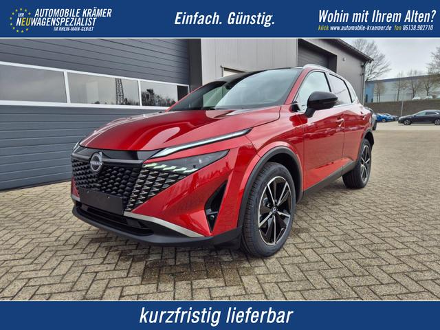 Nissan Qashqai - 1.3 DIG-T MHEV 158 PS X-Tronic Tekna Voll-Leder Klimaautomatik PanoGlasdach Sitzheizung Lenkradheizung Navi Head-Up Display elektr. Heckklappe ACC PDC v+h 360&deg;Kamera DAB Bluetooth Touchscreen Apple CarPlay Android Auto 19"LM