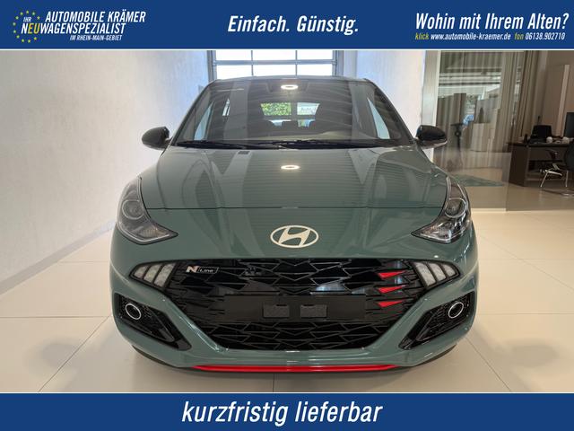 Hyundai i10 - N Line 1.0 T-GDI 66 kW (90 PS) Line-Interieur-Paket, Lenkradheizung, Sitzheizung, Klimaautomatik, Radio, DAB, Apple CarPlay, Android Auto, Navigationssystem, R&uuml;ckfahrkamera, Verkehrszeichenerkennung, Tempomat, 16 Zoll Leichtmetallfelgen, uvm.