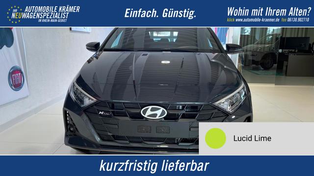 Hyundai i20 - N Line 1.0 T-GDI DCT 73 kW (100 PS) Induktionsladestation, Toter-Winkel-Assis. Lenkradheizung, Sitzheizung, Klimaautomatik, Android Auto, Apple CarPlay, Navigationssystem, Virtual Cockpit, Einparkhilfe v + h, R&uuml;ckfahrkamera, 17 Zoll Leichtmetallfelgen, uvm.
