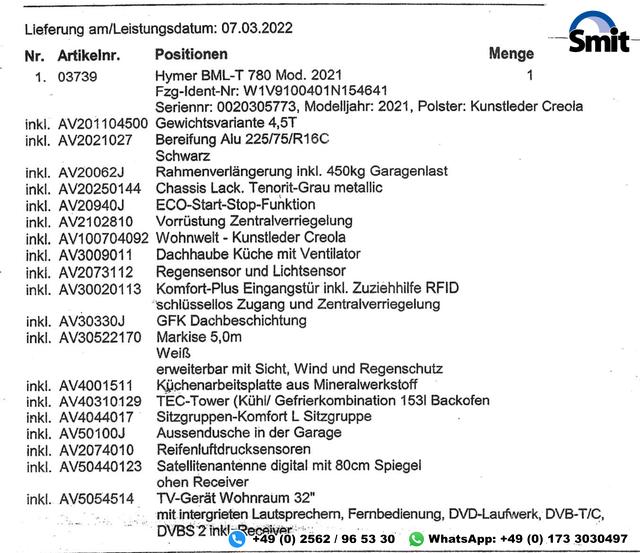 HYMER / ERIBA HYMERCAR T780 ML ACC*Zentral*Arktis*4,5t*Solar*DuoControl 
