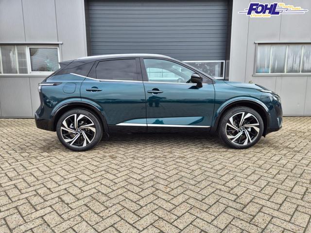 Nissan Qashqai 1.3 DIG-T MHEV 158 PS X-Tronic Tekna Premium Paket 20"LM Teil-Leder PanoGlasdach Klimaautomatik Sitzheizung Lenkradheizung Navi Head-Up Display elektr. Heckklappe ACC PDC v+h 360&deg;Kamera DAB Bluetooth Touchscreen Apple CarPlay Android Auto 
