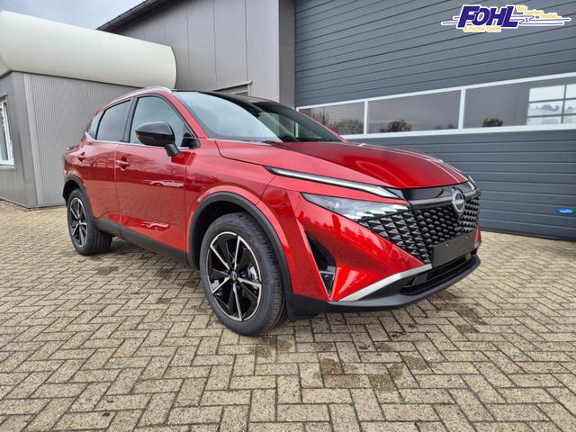 Nissan Qashqai 1.3 DIG-T MHEV 158 PS X-Tronic Tekna Voll-Leder Klimaautomatik PanoGlasdach Sitzheizung Lenkradheizung Navi Head-Up Display elektr. Heckklappe ACC PDC v+h 360&deg;Kamera DAB Bluetooth Touchscreen Apple CarPlay Android Auto 19"LM 