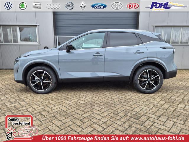 Nissan Qashqai - 1.3 DIG-T MHEV 158 PS X-Tronic Tekna Voll-Leder Klimaautomatik PanoGlasdach Sitzheizung Lenkradheizung Navi Head-Up Display elektr. Heckklappe ACC PDC v+h 360&deg;Kamera DAB Bluetooth Touchscreen Apple CarPlay Android Auto 19"LM