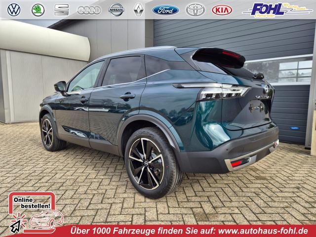 Nissan Qashqai - 1.3 DIG-T MHEV 158 PS X-Tronic Tekna Voll-Leder Klimaautomatik PanoGlasdach Sitzheizung Lenkradheizung Navi Head-Up Display elektr. Heckklappe ACC PDC v+h 360&deg;Kamera DAB Bluetooth Touchscreen Apple CarPlay Android Auto 19"LM