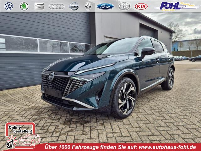 Nissan Qashqai - 1.3 DIG-T MHEV 158 PS X-Tronic Tekna Premium Paket 20"LM Teil-Leder PanoGlasdach Klimaautomatik Sitzheizung Lenkradheizung Navi Head-Up Display elektr. Heckklappe ACC PDC v+h 360&deg;Kamera DAB Bluetooth Touchscreen Apple CarPlay Android Auto