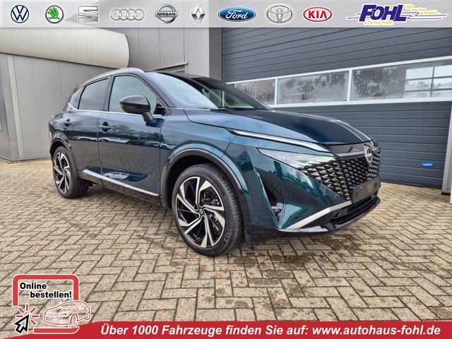 Nissan Qashqai - 1.3 DIG-T MHEV 158 PS X-Tronic Tekna Premium Paket 20"LM Teil-Leder PanoGlasdach Klimaautomatik Sitzheizung Lenkradheizung Navi Head-Up Display elektr. Heckklappe ACC PDC v+h 360&deg;Kamera DAB Bluetooth Touchscreen Apple CarPlay Android Auto
