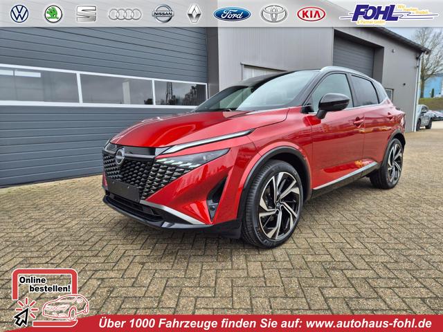 Nissan Qashqai - 1.3 DIG-T MHEV 158 PS X-Tronic Tekna Premium Paket 20"LM Teil-Leder PanoGlasdach Klimaautomatik Sitzheizung Lenkradheizung Navi Head-Up Display elektr. Heckklappe ACC PDC v+h 360&deg;Kamera DAB Bluetooth Touchscreen Apple CarPlay Android Auto