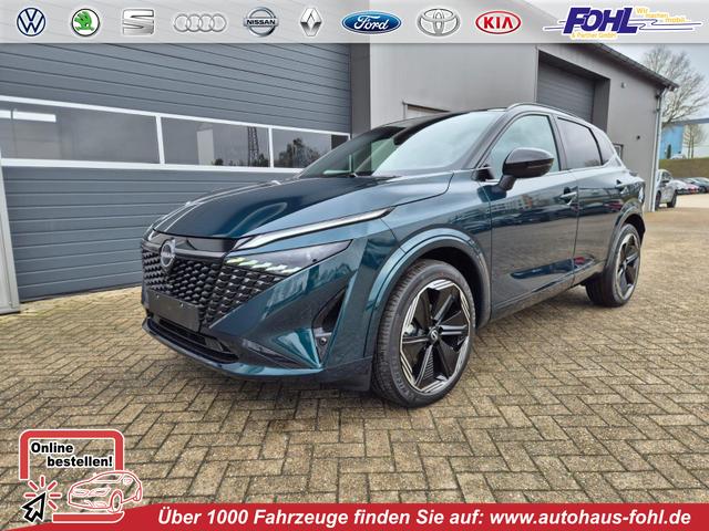 Nissan Qashqai - 1.3 DIG-T MHEV 158 PS X-Tronic N-Design 20"Zoll Teil-Leder PanoGlasdach Klimaautomatik Sitzheizung Lenkradheizung Navi Head-Up Display elektr. Heckklappe ACC PDC v+h 360&deg;Kamera DAB Bluetooth Touchscreen Apple CarPlay Android Auto