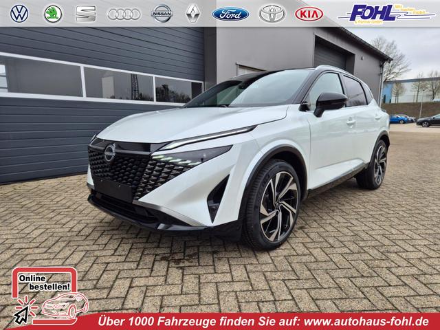 Nissan Qashqai - 1.3 DIG-T MHEV 158 PS X-Tronic Tekna Premium Paket 20"LM Teil-Leder PanoGlasdach Klimaautomatik Sitzheizung Lenkradheizung Navi Head-Up Display elektr. Heckklappe ACC PDC v+h 360&deg;Kamera DAB Bluetooth Touchscreen Apple CarPlay Android Auto