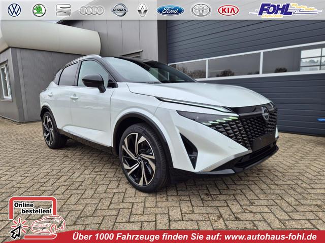 Nissan Qashqai - 1.3 DIG-T MHEV 158 PS X-Tronic Tekna Premium Paket 20"LM Teil-Leder PanoGlasdach Klimaautomatik Sitzheizung Lenkradheizung Navi Head-Up Display elektr. Heckklappe ACC PDC v+h 360&deg;Kamera DAB Bluetooth Touchscreen Apple CarPlay Android Auto