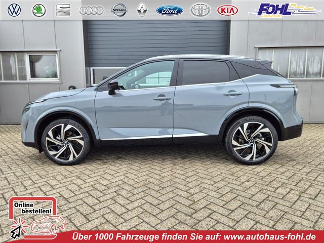 Nissan Qashqai - 1.3 DIG-T MHEV 158 PS X-Tronic Tekna Premium Paket 20"LM Teil-Leder PanoGlasdach Klimaautomatik Sitzheizung Lenkradheizung Navi Head-Up Display elektr. Heckklappe ACC PDC v+h 360&deg;Kamera DAB Bluetooth Touchscreen Apple CarPlay Android Auto