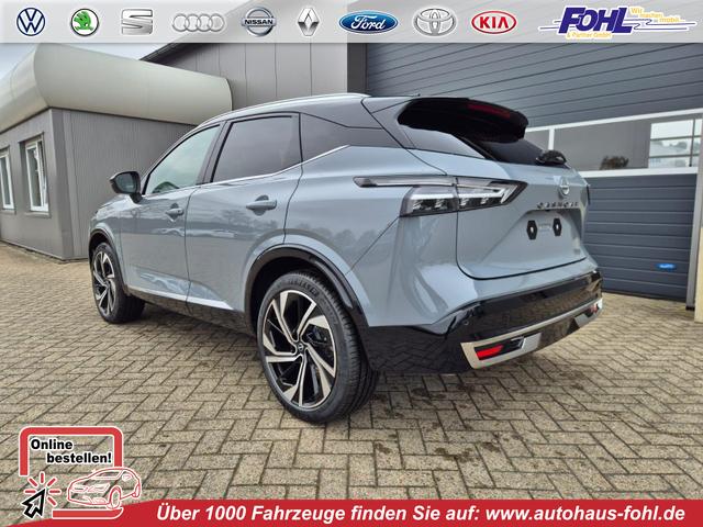 Nissan Qashqai - 1.3 DIG-T MHEV 158 PS X-Tronic Tekna Premium Paket 20"LM Teil-Leder PanoGlasdach Klimaautomatik Sitzheizung Lenkradheizung Navi Head-Up Display elektr. Heckklappe ACC PDC v+h 360&deg;Kamera DAB Bluetooth Touchscreen Apple CarPlay Android Auto