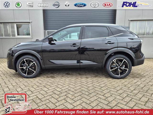 Nissan Qashqai - 1.3 DIG-T MHEV 158 PS X-Tronic Tekna Voll-Leder Klimaautomatik PanoGlasdach Sitzheizung Lenkradheizung Navi Head-Up Display elektr. Heckklappe ACC PDC v+h 360&deg;Kamera DAB Bluetooth Touchscreen Apple CarPlay Android Auto 19"LM