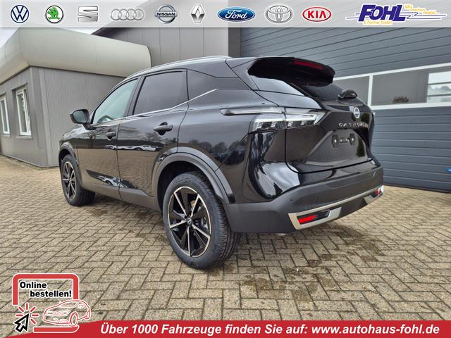 Nissan Qashqai - 1.3 DIG-T MHEV 158 PS X-Tronic Tekna Voll-Leder Klimaautomatik PanoGlasdach Sitzheizung Lenkradheizung Navi Head-Up Display elektr. Heckklappe ACC PDC v+h 360&deg;Kamera DAB Bluetooth Touchscreen Apple CarPlay Android Auto 19"LM