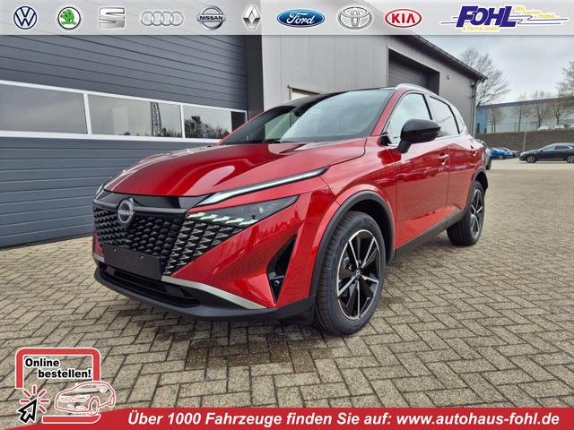 Nissan Qashqai - 1.3 DIG-T MHEV 158 PS X-Tronic Tekna Voll-Leder Klimaautomatik PanoGlasdach Sitzheizung Lenkradheizung Navi Head-Up Display elektr. Heckklappe ACC PDC v+h 360&deg;Kamera DAB Bluetooth Touchscreen Apple CarPlay Android Auto 19"LM
