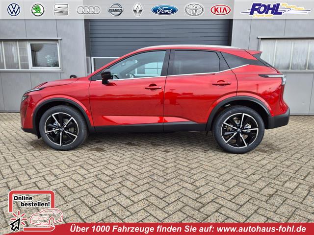 Nissan Qashqai - 1.3 DIG-T MHEV 158 PS X-Tronic Tekna Voll-Leder Klimaautomatik PanoGlasdach Sitzheizung Lenkradheizung Navi Head-Up Display elektr. Heckklappe ACC PDC v+h 360&deg;Kamera DAB Bluetooth Touchscreen Apple CarPlay Android Auto 19"LM
